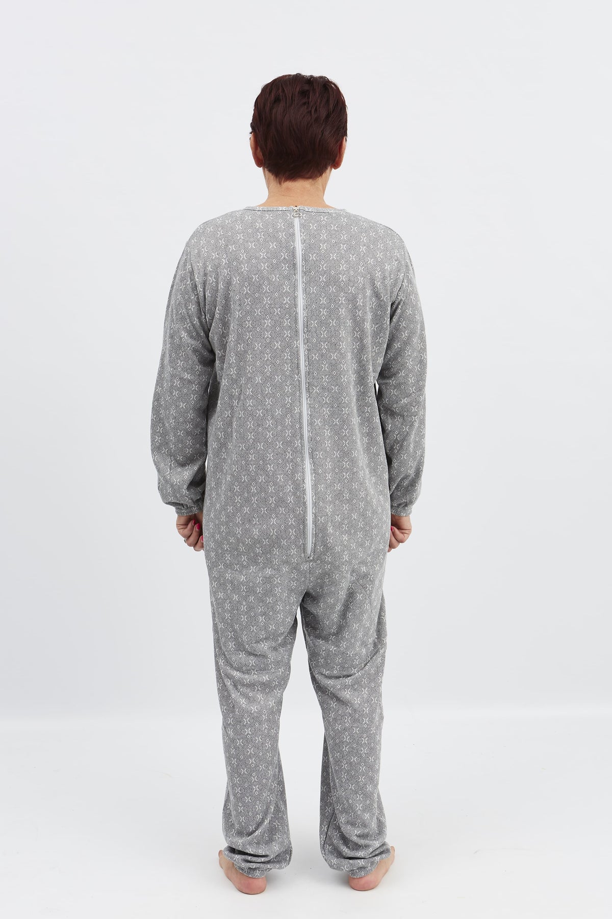 anne-lore by Van Herck Winterpyjama blau/grau, lange Beine, lange Ärmel, Reißverschluss auf den Rücken – Ansicht 7