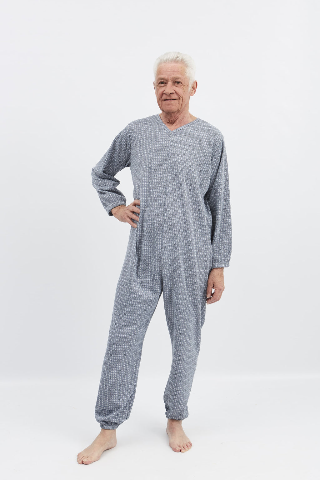 anne-lore by Van Herck Winterpyjama blau/grau, lange Beine, lange Ärmel, Reißverschluss auf den Rücken – Ansicht 9