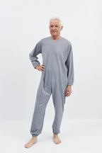 anne-lore by Van Herck Winterpyjama blau/grau, lange Beine, lange Ärmel, Reißverschluss auf den Rücken – Ansicht 9