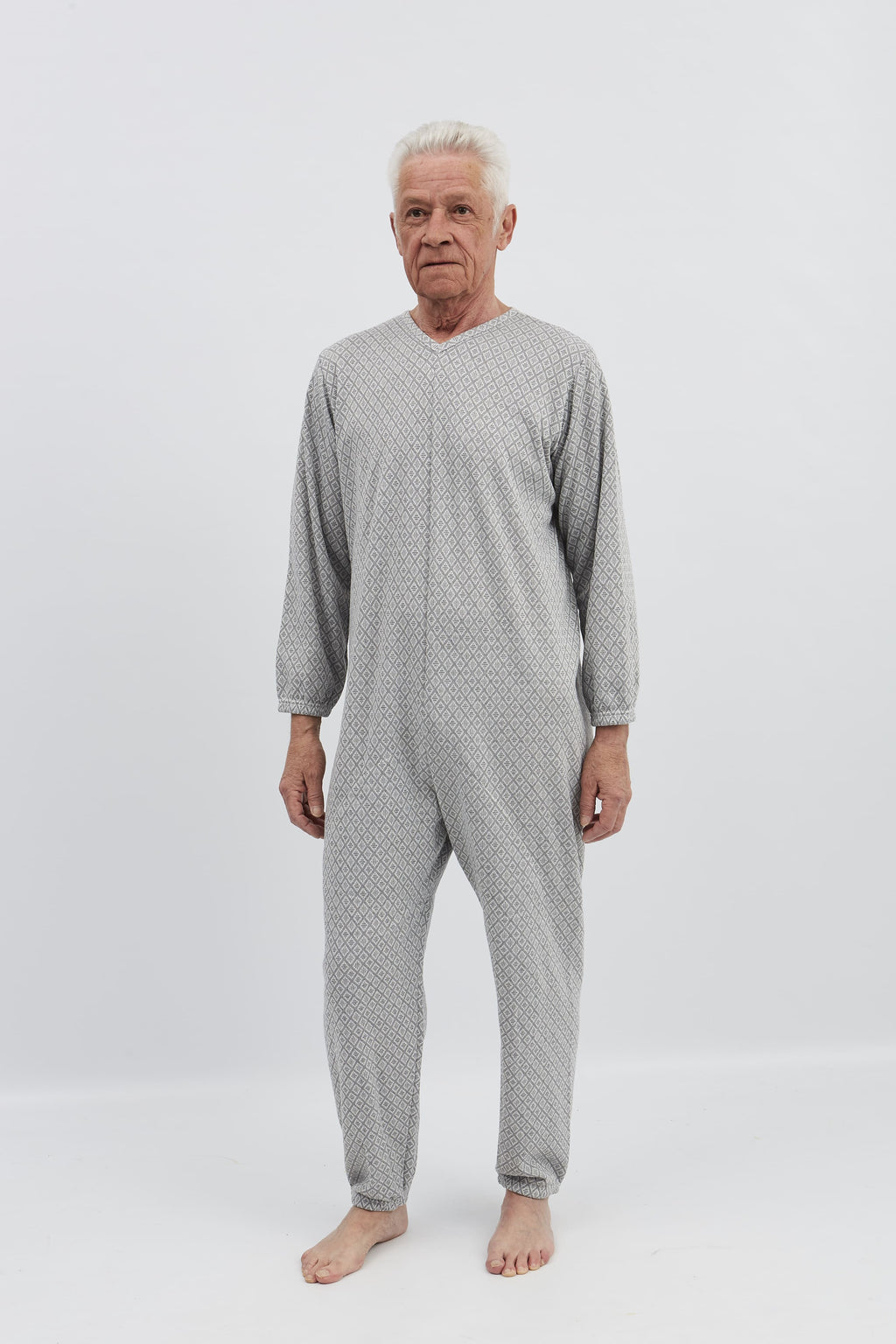 anne-lore by Van Herck Winterpyjama blau/grau, lange Beine, lange Ärmel, Reißverschluss auf den Rücken – Ansicht 12