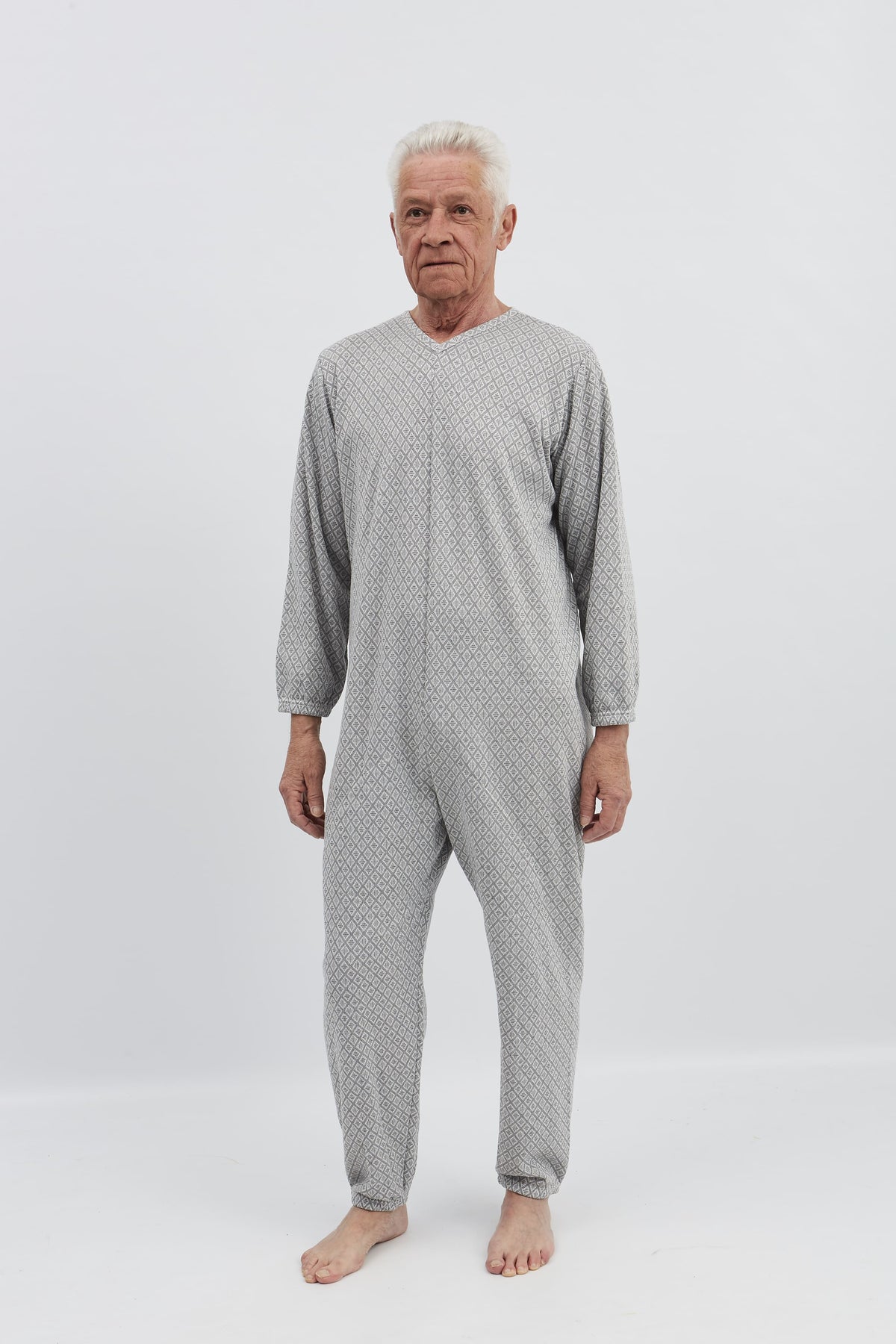 anne-lore by Van Herck Winterpyjama blau/grau, lange Beine, lange Ärmel, Reißverschluss auf den Rücken – Ansicht 12