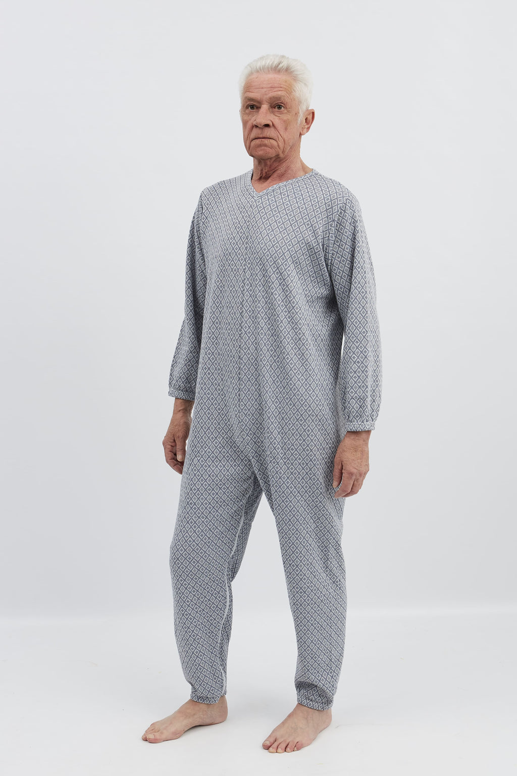 anne-lore by Van Herck Winterpyjama blau/grau, lange Beine, lange Ärmel, Reißverschluss auf den Rücken und zwischen den Beinen – Ansicht 9