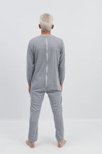 anne-lore by Van Herck Winterpyjama blau/grau, lange Beine, lange Ärmel, Reißverschluss auf den Rücken und zwischen den Beinen – Ansicht 10