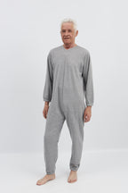 anne-lore by Van Herck Winterpyjama blau/grau, lange Beine, lange Ärmel, Reißverschluss auf den Rücken und zwischen den Beinen – Ansicht 13