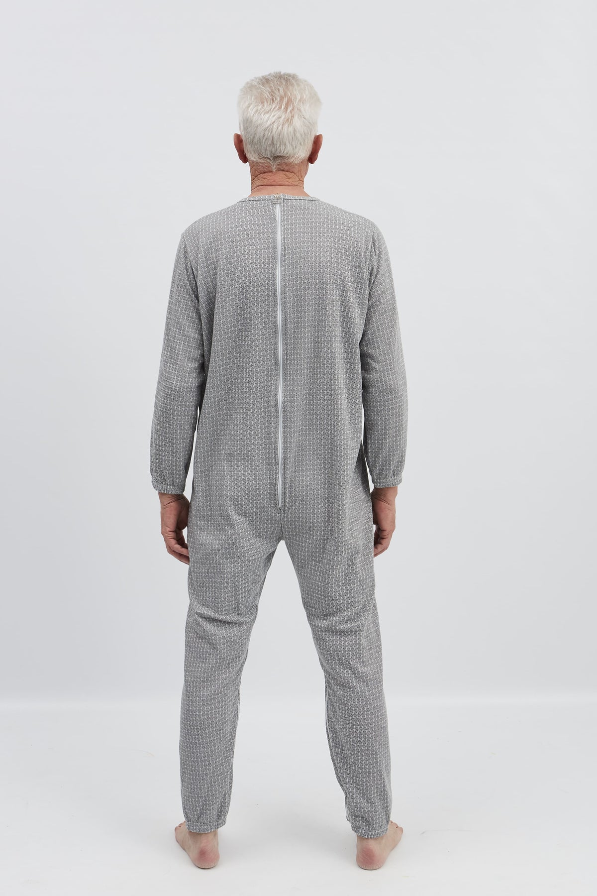 anne-lore by Van Herck Winterpyjama blau/grau, lange Beine, lange Ärmel, Reißverschluss auf den Rücken und zwischen den Beinen – Ansicht 14